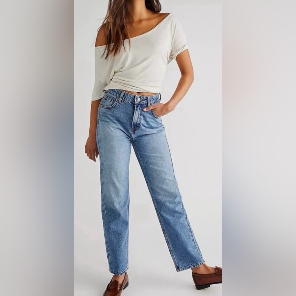 We The Free Vintage Light Wash Straight Leg Jeans